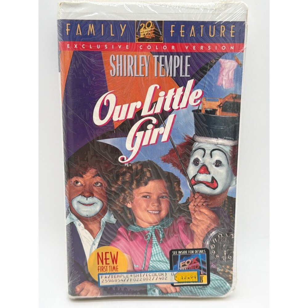 Shirley Temple "Our Little Girl" Exclusive Color Version VHS 1995 Fox Video Fami